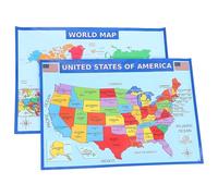 Amosfun 1set Poster Mappa del Mondo e Stati Uniti Resistente all Usura per Aula e Casa da Mappe Educative Colorate Cartina Geografica Didattica per Studio di Paesi Fiumi e Geografia