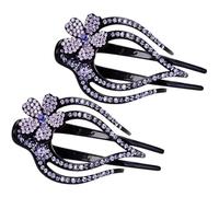 Amosfun 2 Fermagli per Chioma a Becco D’anatra Strass, Fermagli Antiscivolo per Donna, Clip per Acconciature Eleganti e Feste, Accessori per Chioma a Coda di Cavallo, Regalo Moda