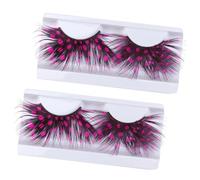 Amosfun 2 Paia di Ciglia Finte Rosa Fatte a Mano, Extra Lunghe e Riutilizzabili per Cosplay, Feste e Trucco Winged Eye, Ciglia Estensibili Deluxe per Donna
