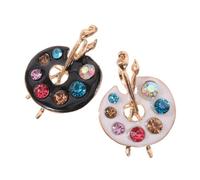 Amosfun 2 Pezzi Accessorio Gioiello con Cristalli Incastonati Spilla da Donna Forma di Piatto Artistico Elegante per Abbigliamento e Occasioni Speciali