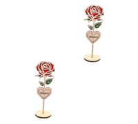 Amosfun 2 Pezzi apparecchiare la tavola con Rose Decorazione Rosa cenare Petali Fiori Arredamento casa Home Decor rosone da Tavolo in Legno Decorazioni per la Festa della di Legno