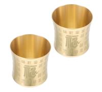 Amosfun 2 Pezzi Chinese Kung Fu Teacup in Vintage Brass Handleless Asian Tea Bowl For Buddhist Worship And Traditional Tasting Rituals