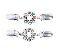 Amosfun, 2 pezzi da donna con clip e strass, vintage, cardigan cardigan cardigan clip chiusura fiori sciarpa spilla spilla spilla per donna ragazza camicetta vestiti giacca