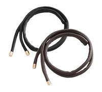 Amosfun 2 Pezzi Fasce per Chioma in Pelle Nera e Marrone Scuro, Elastici per Coda di Cavallo Femminili, Accessori Decorativi per Acconciature, Multifunzionali come Braccialetti, Fissaggio