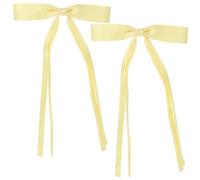 Amosfun 2 Pezzi Fermagli per Chioma Fiocco Grande in Pizzo Giallo, Mollette da Donna Clip in Metallo Antiscivolo per Feste, Matrimoni e Uso Quotidiano, Accessori Chioma Ragazze