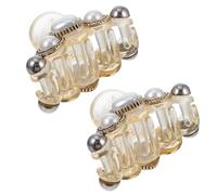 Amosfun 2 Pezzi Fermagli per Chioma in Resina Perle Vintage a Forma di Cuore, Accessori per Chioma Eleganti per Donne, Clip Resistenti per Feste e Uso Quotidiano