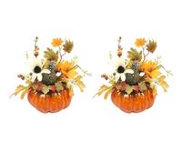 Amosfun 2 Pezzi Halloween Artificiale Corta Decorazioni Foglia d'Acero Tavolo Ornamenti per Halloween Thanksgiving Autunno (Sole Fiore Verde Melone Curvo)
