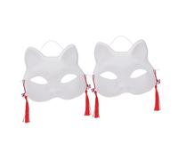 Amosfun 2 Pezzi Maschera per gatti Hefeng maschera halloween maschere halloween nuove maschere di animali forniture mascherate coperture per il viso Forniture di Halloween plastica bianca