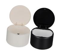 Amosfun 2 Pezzi Mini Pattumiera da Scrivania Pressione Pattumiera Creativa per Comodini e Ufficio Design e Colori Bianco e Nero