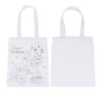 Amosfun 2 Pezzi Painting Tote Bags Borsa in Tela Bianca DIY Bag per Materiale Canvas per DIY la Famiglia Natale