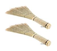 Amosfun 2 Pezzi Scopa Mano Intrecciata in Paglia Spazzola Piccola Portatile per Pulizia Tavoli Pavimenti in Auto e Interni Casa Leggera e Facile da Usare