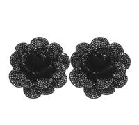 Amosfun 2 Pezzi Spilla a Forma di Fiore Nera con Pietre Decorative, Flessibile, Tessuto Raffinato per Abiti Formali e Costumi Donna