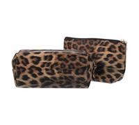 Amosfun 2 Pezzi Trousse Trucco Donna Leopardata, Pochette Funzionale da Immagazzinamento con Chiusura a Zip in Pu, Portatile per Borsa