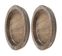 Amosfun 2 Pezzi Vassoio in Legno Massello per Candele Colonna Portacandele Rotondo Rustico per Centro Tavola Adatto Cucina Bagno e Tavolo da Caffè Resistente e Decorativo