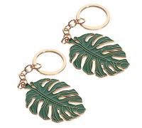 Amosfun - 2 portachiavi a forma di foglia di palma verde tropicale per feste, regalo hawaiano, per chiavi auto, borsa, decorazione