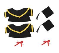 Amosfun 2 Set Peluche Laurea con Toga e Tocco Nero Abbigliamento Giallo con Certificato Bambola Decorativa per Celebrazioni e Regali di Laurea