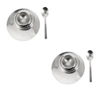 Amosfun 2 Set vassoio per uova in acciaio inossidabile colazione accessori dinner set Portauova per colazione porta uova sode mini uova portauovo in metallo contenitore per uova portatile