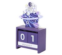 Amosfun 2021 - Calendario da Tavolo in Legno, con Motivo Astronauta perpetuo, per visualizzazione di Mese, Data, Decorazione da Tavolo per casa e Ufficio