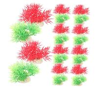 Amosfun 20Pezzi Piante Fatte per Decorazioni Realistiche Acquari Composto da Erbe Verdi e Rosse per Uniche e Naturali