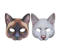 Amosfun 2Pcs Maschera di Gatto di Halloween - Mezza Maschera Animale per Masquerade Costume Cosplay Prop - Rifornimenti del Partito