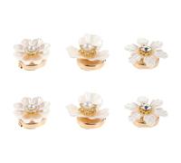 Amosfun 3 Paia Gemelli da Polso Donna Strass a Forma di Fiore, Bottoni per Polsini Eleganti Rimovibili, Accessori per Camicie Donna Eleganti e Outfit Formali