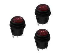 Amosfun 3 Pezzi Interruttore Bilanciere Spdt con Pulsante Rosso Resistente per Auto e Barche Singolo Scambio Protezione Contro Polvere e