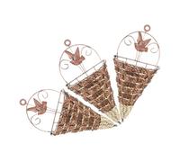 Amosfun 3 Pezzi Supporti per Vasi da Fiori Sospesi a Parete in Metallo Cestino Intrecciato in Rattan Sintetico a Forma Triangolare Decorazione Salvaspazio per Interni ed Esterni Ganci