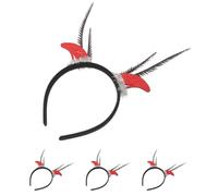 Amosfun 4 Pezzi Cerchietto Halloween Corna Rosse in Plastica Leggera e Confortevole, Design Superficie Liscia per Feste in Maschera e Halloween