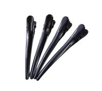 Amosfun 4 Pezzi Grandi Fermagli a Becco D’anatra in Plastica Nera, Clip Professionali per Parrucchieri, Accessori per Styling Chioma Resistenti e Leggeri, per Saloni e Uso Personale