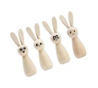 Amosfun 4 Pezzi Ornamento Di Coniglio Lavoretti Pasquali Fai Da Te Coniglio Di Legno Non Finito Bambole Peg Vuote Bambole Con Pioli Figurina Del Coniglietto Di Pasqua Di Legno