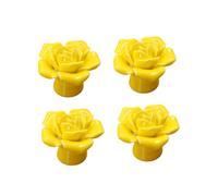 Amosfun 4 Pezzi Pomelli per Mobili a Forma di Rosa in Ceramica Gialla Maniglie per Cassetti e Armadi Pomelli per Porte Decorativi per Guardaroba Design Creativo e Texture Delicata