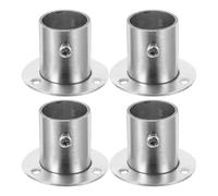 Amosfun 4 Pezzi Staffa per Asta Armadio in Acciaio Inox, Base Alta 25mm | Supporto per Bastone Tenda, Finitura Argento, Montaggio a Soffitto, Include 12 Viti e 12 Bulloni