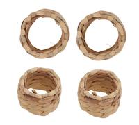 Amosfun 4 portatovaglioli decorativi intrecciati a mano con trama in paglia naturale, fibbia per tovaglioli, per decorazione della tavola da pranzo, casa, ristorante, festa