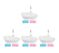 Amosfun 4 Set Piatto da bagno mini doccia vasca da bagno Giochi per il bagno per Giocattolo da bagno fare finta vasche da bagno per case delle bambole mini vasca AbS bianca