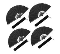 Amosfun 4pezzi Ventaglio Mano in Stile Cinese per Kungfu e Danza Ventaglio Portatile in Nero per Performance e Festival