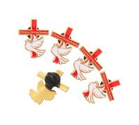 Amosfun 5 Pezzi Spilla Accessorio Donna Particolari Donna con Croce e Colomba della Pace in Leggero Regalo per Occasioni Speciali