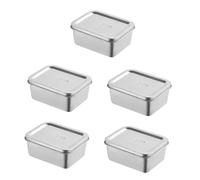 Amosfun 5 Pz Scatola Per Campioni in Acciaio Inossidabile Grandi Contenitori Per Alimenti Contenitori Con Coperchi Elementi Essenziali Della Cucina Scatole Per Campioni Ermetiche