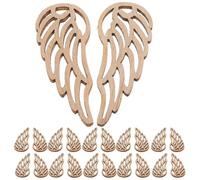 Amosfun 50 Pezzi Fette di Legno Naturale Forma Ala D’angelo senza Fori, Accessori Artigianali per Decorazioni Fai da Te e Ornamenti Natalizi, Materiali per Progetti Creativi