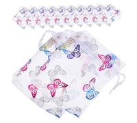 Amosfun 50 Sacchetti in Organza con Coulisse A Forma di Farfalla con Cuciture Dorate Sacchetti Bianchi Sacchetti di Piccole Dimensioni Sacchetti per Gioielli Piccoli