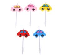 Amosfun 5Pz Candele Senza a Forma Di Auto, Decorazioni Per Torte Di Compleanno Per Bambini, Mini Cartoni Animati, Sicure E Atossiche, Per Feste E Eventi, 4x3x0.5cm