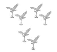 Amosfun 6 Pezzi Distintivo Aquila Cofano Veicolo in Metallo Argento Lucido | Base Adesiva Viti Incluse, Installazione Semplice, Resistente alle Intemperie, senza Forare