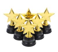 Amosfun 6 Pezzi Piccolo Premio a Stella in Plastica, Oro, Leggero | Premi Stella per Concorso Scuola Infanzia e Primaria, Cerimonie e Classi, Stile Creativo