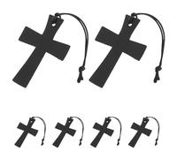 Amosfun 6 Pezzi Segnalibro in Pelle Pu con Croce Nera, Design Elegante e Significativo, Dimensioni Versatili e Protettive per Libri e Bibbia, per Studio e Devozione
