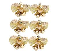 Amosfun 6pezzi Mini Fiocchi Decorativi Natalizi con Campanellini per Albero di Natale Fiocchi Tessuto Eleganti per Decorazioni Festive