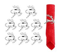 Amosfun 8 Pezzi Natale portatovaglioli Anelli Renna portatovaglioli per Natale Vacanze Party esstisch Decorazione (Argento)