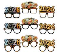 Amosfun 9pcs 2026 Occhiali da vista di Capodanno, Nero Golden Happy New Year Eyewear, Holiday Photo Puntelli, 2026 Nye Party Favors