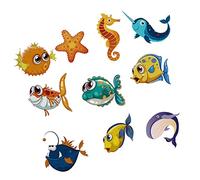 Amosfun - Adesivi per Vasca da Bagno Confezione da 10 con Animali Delloceano Adesivi per Vasca da Bagno Sicuri per Bambini E Bambine Divertenti E Decorativi.