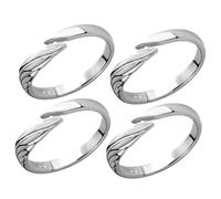 Amosfun Anelli di Promessa per Coppie Regolabili Set da 4 Anelli Aperti Design Angelo Unisex Superficie Liscia e Colore Brillante Regalo Anniversario Festa degli Innamorati Natale