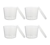 Amosfun Bicchieri per Latte e Succhi Trasparenti in Vetro 200 Ml Set da 4 Coperchio Pratici per Budino e Dessert