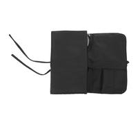 Amosfun Borsa Cosmetica Arrotolabile per Pennelli da Trucco, Astuccio da Viaggio Compatto Scomparti Multipli, Custodia Pieghevole Nera Salvaspazio per Accessori Make Up